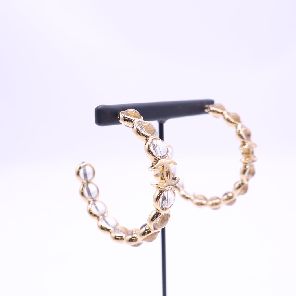 Chanel Strass CC Hoop Earrings Twins LDJ6728