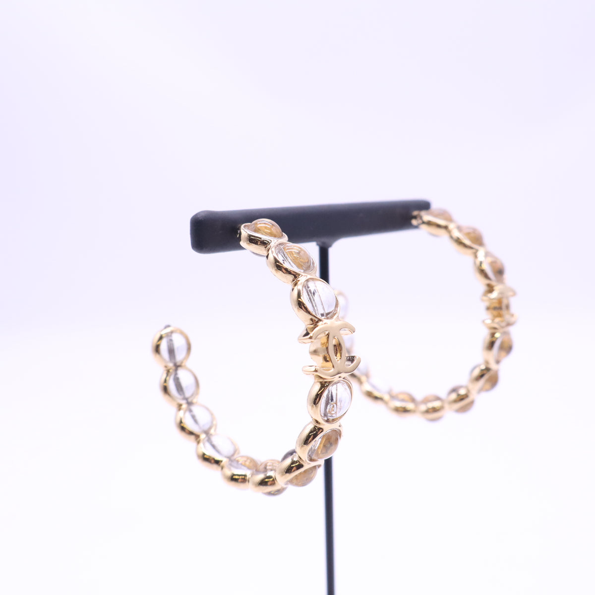 Chanel Strass CC Hoop Earrings Twins LDJ6728