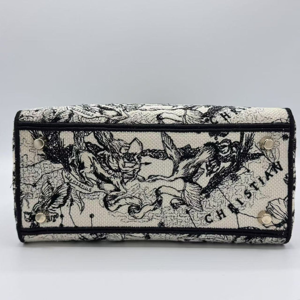 Christian Dior  Canvas Embroidered Zodiac Toile De Jouy Medium Lady D-Lite