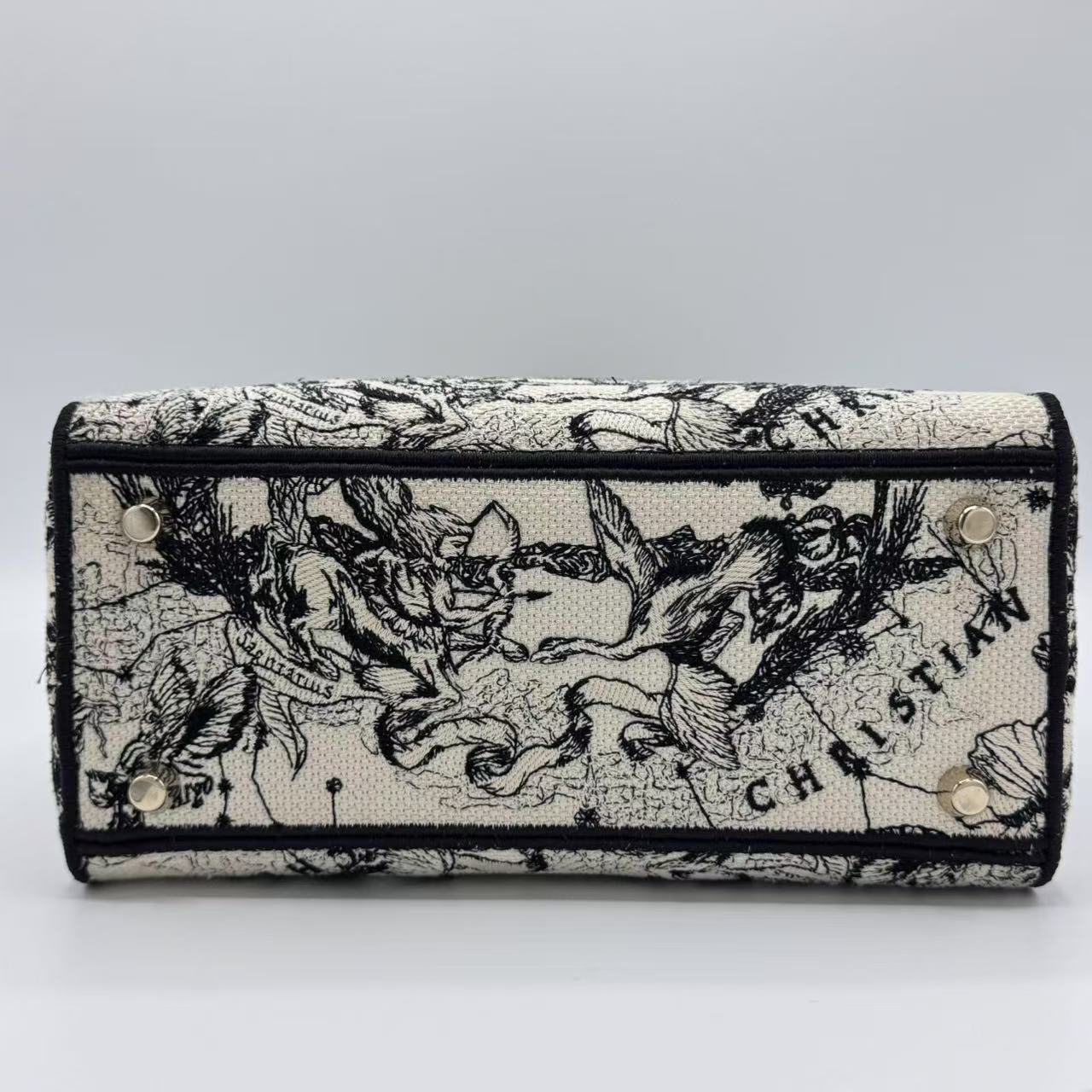 Christian Dior  Canvas Embroidered Zodiac Toile De Jouy Medium Lady D-Lite