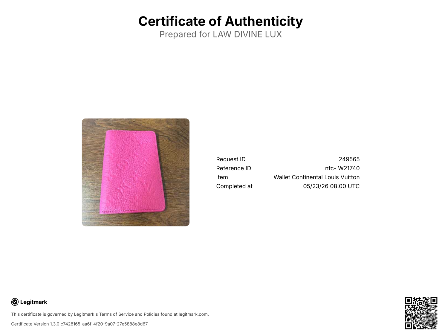 Louis Vuitton Monogram Macassar Passport Cover W21740