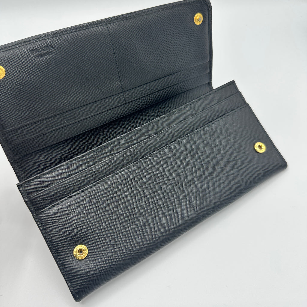 Large Saffiano Leather Wallet Black For Gisel