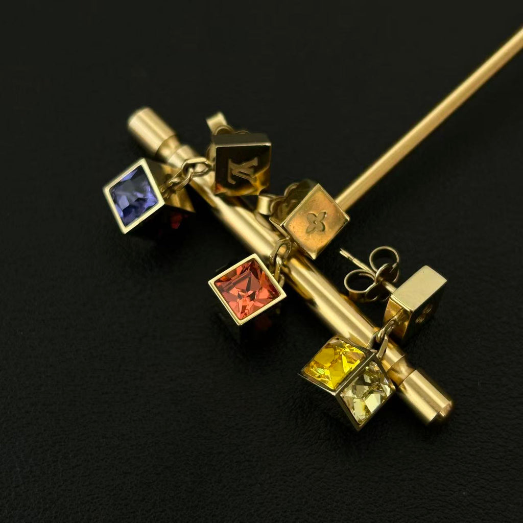 Louis Vuitton Swarovski Gamble Earring Set Sunset Gold twins LDJ4469