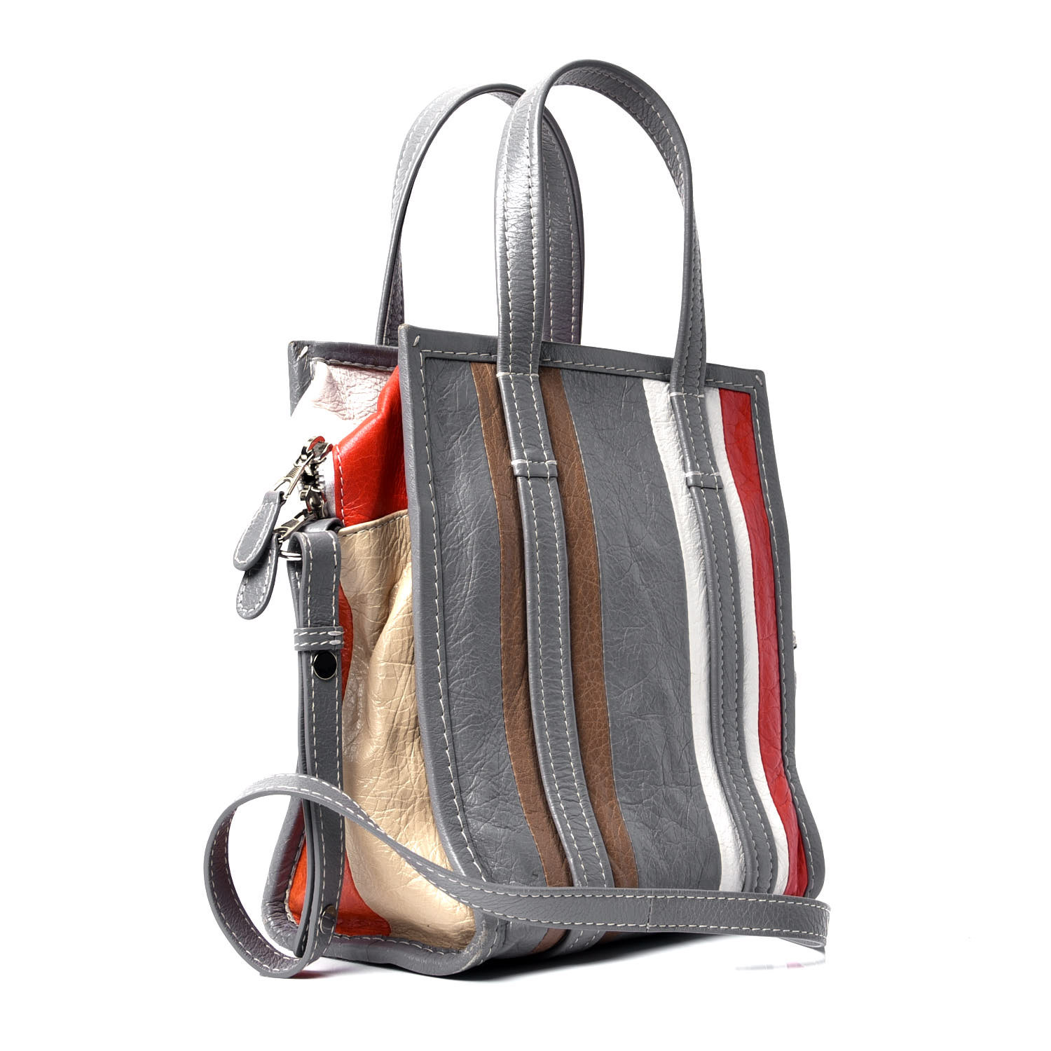 Bazar XS Shopper Tote Lambskin Leather Taupe Twins