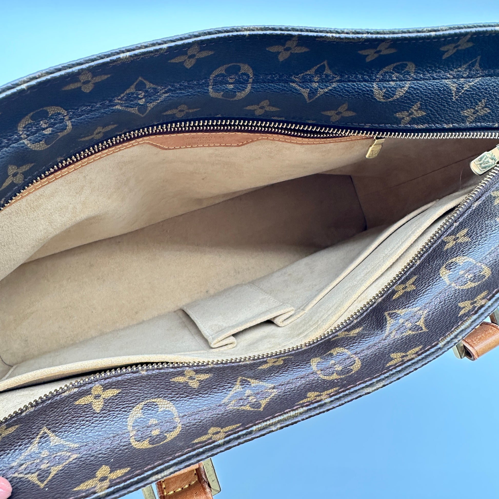 Luco Bag in Monogram Canvas and Tan Leather Trim