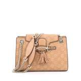 GUCCI Guccissima Small Emily Chain Shoulder Bag Camelia