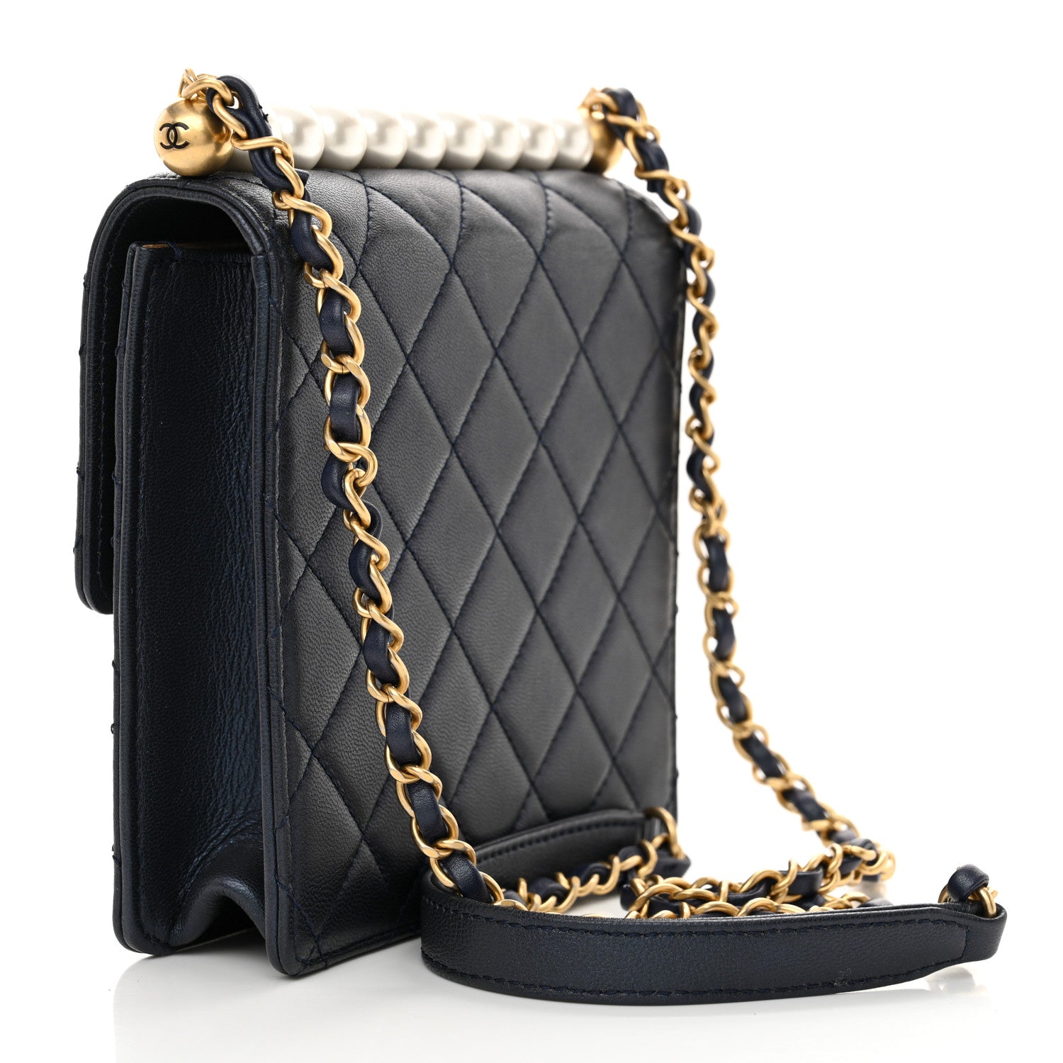Iridescent Lambskin Quilted Chic Pearls Flap twins