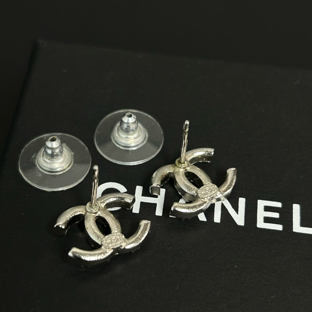 CC Stud Earrings Metal with Crystals Twins LDJ3984