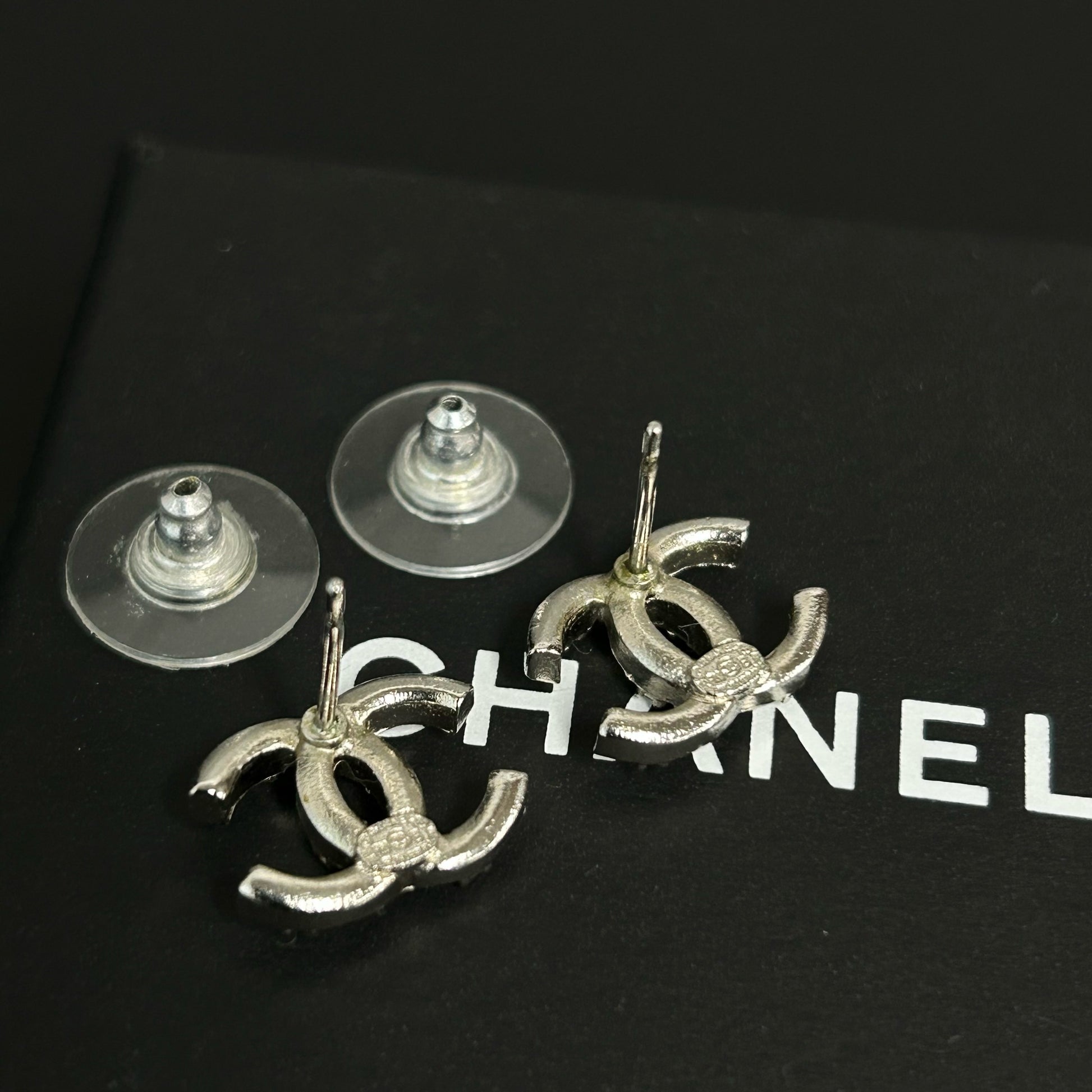 CC Stud Earrings Metal with Crystals Twins LDJ3984