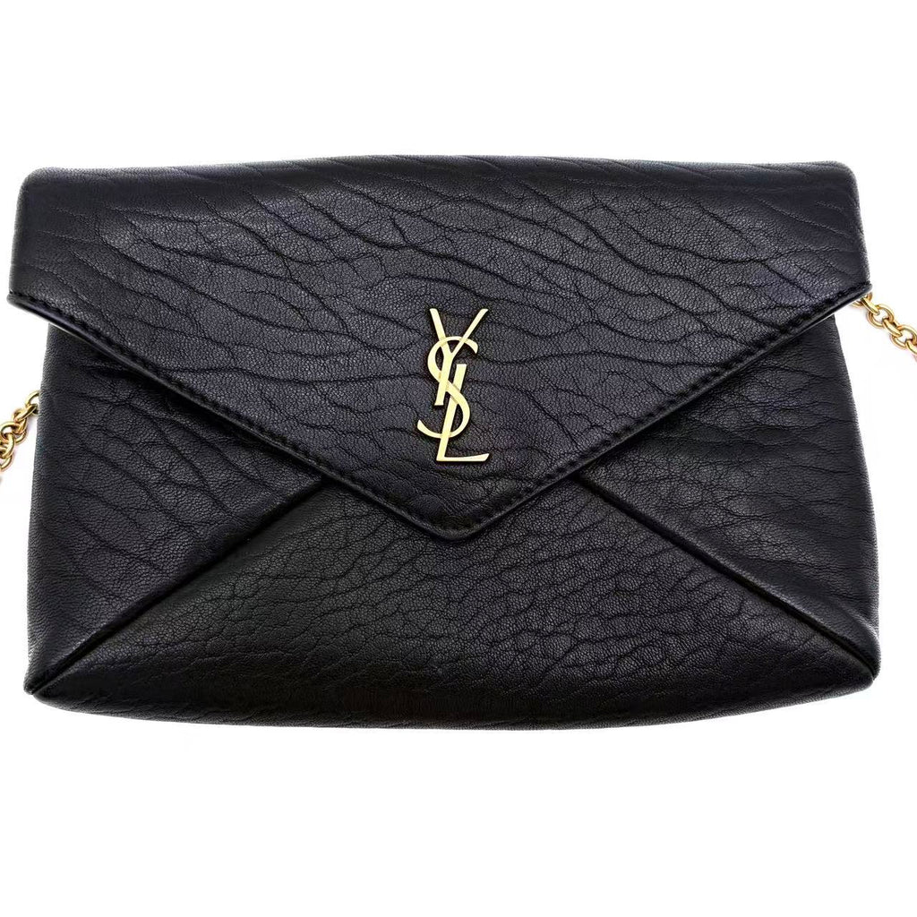 LDM-1499 Grained Lambskin Small Cassandre Chain Pouch Black