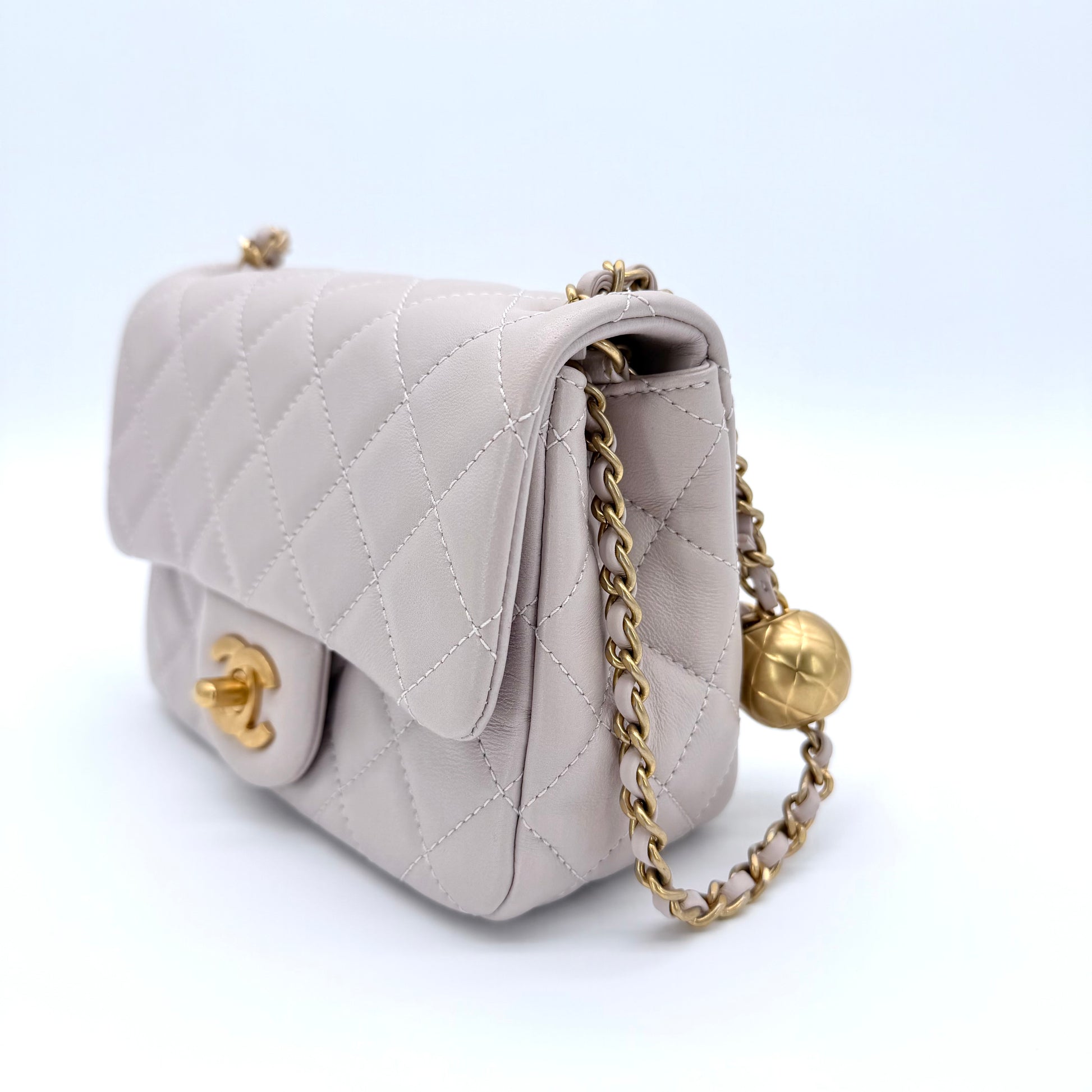 Pearl Crush Square Flap Bag Quilted Lambskin Mini