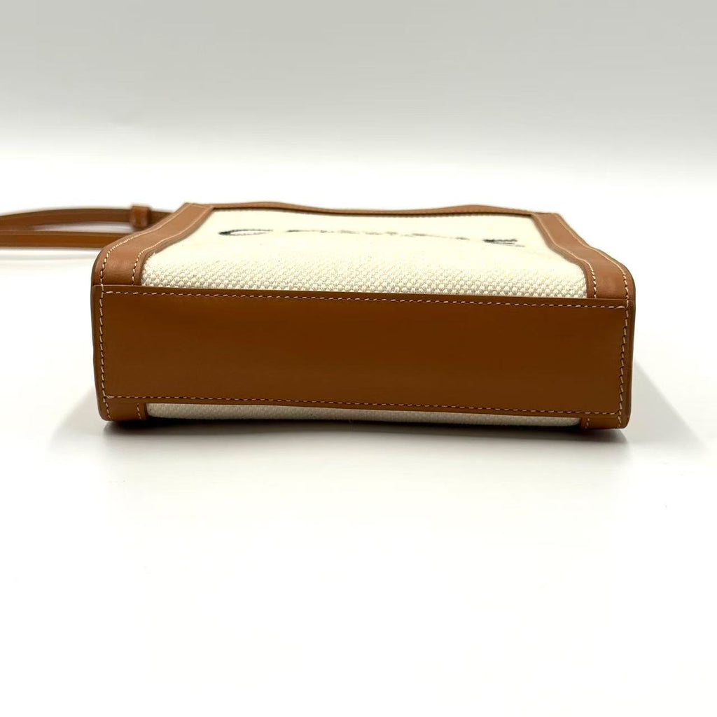 Vertical Cabas Tote Canvas with Leather Mini