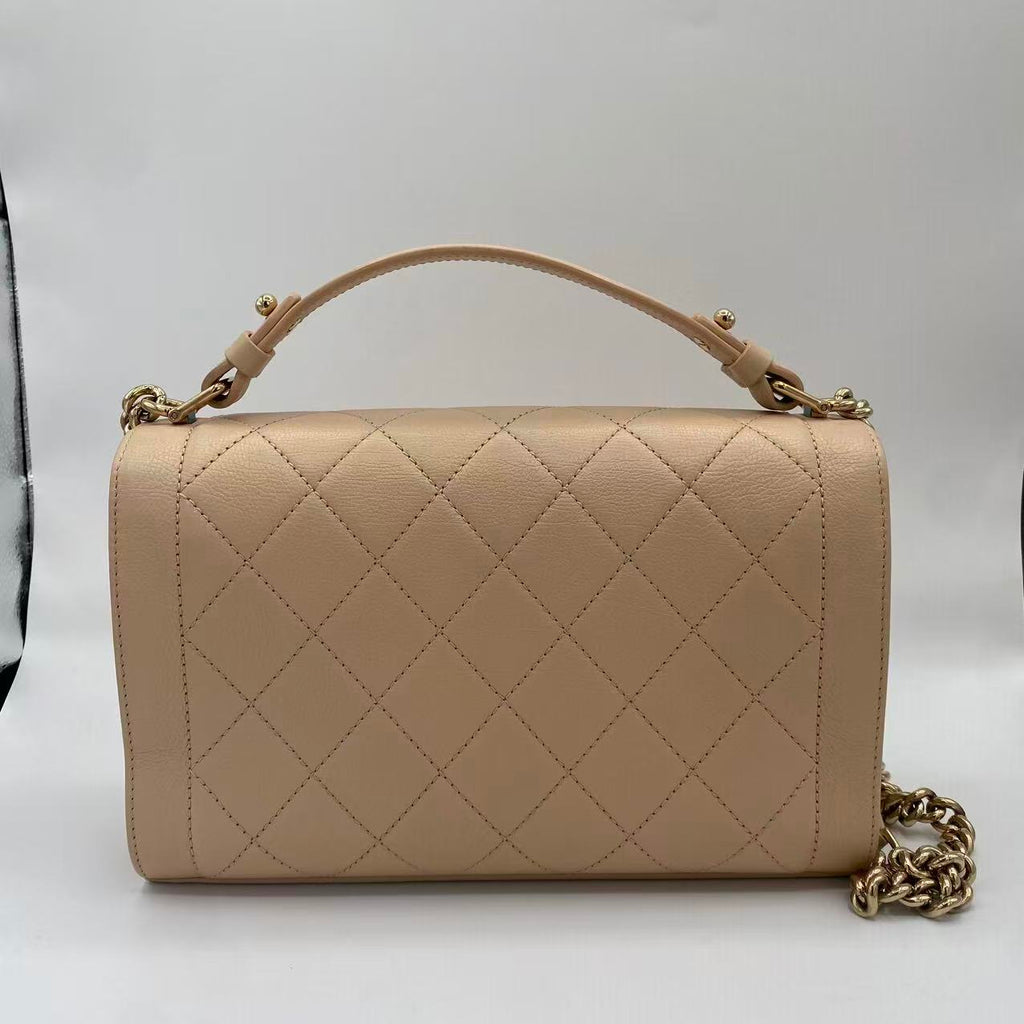 Label Click Flap Bag Quilted Calfskin Medium