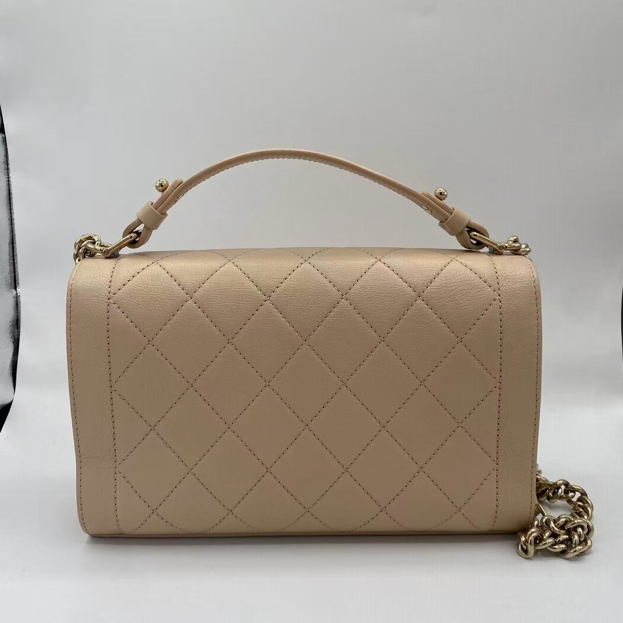 Label Click Flap Bag Quilted Calfskin Medium