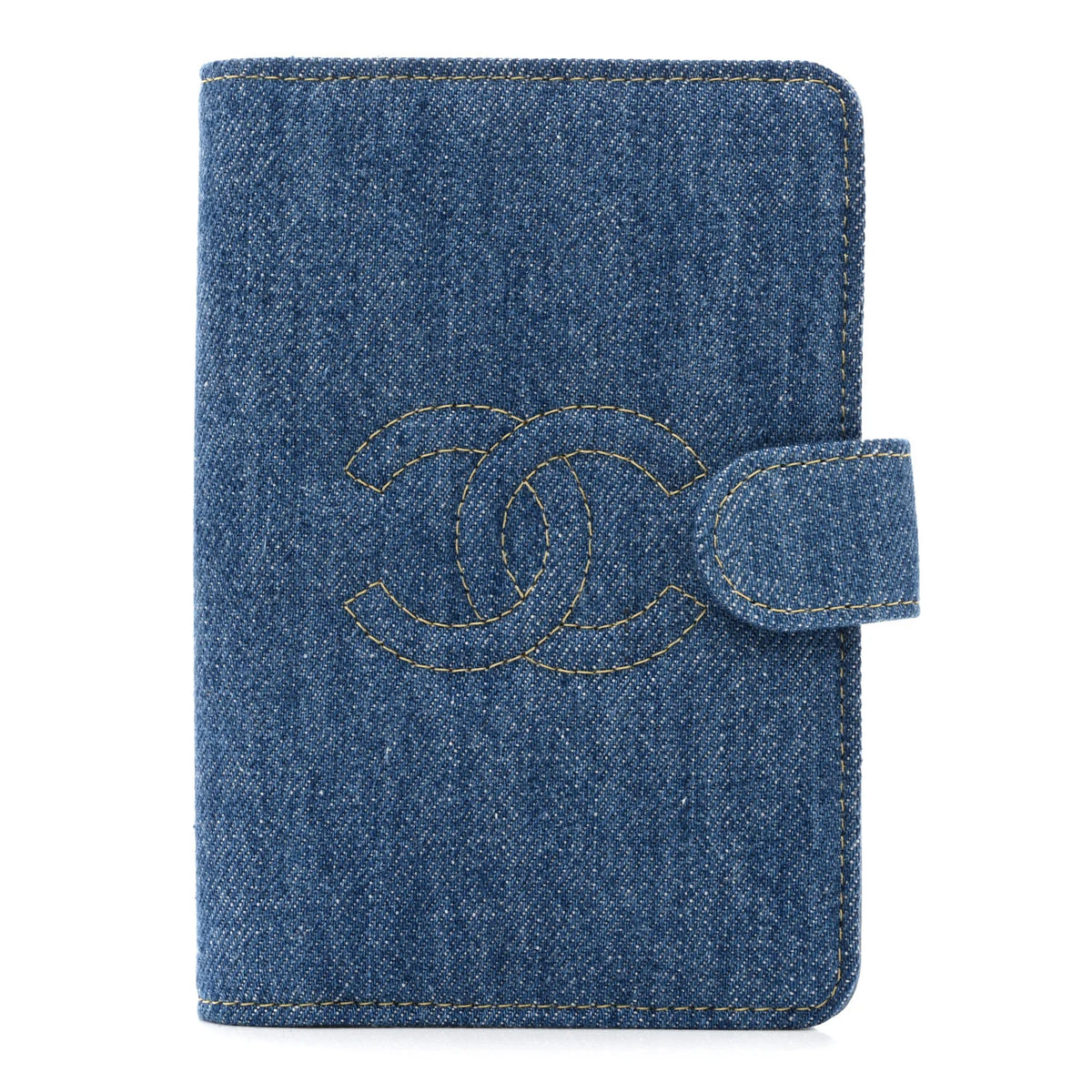 Chanel Denim Passport Holder Blue Twins LDJ6330