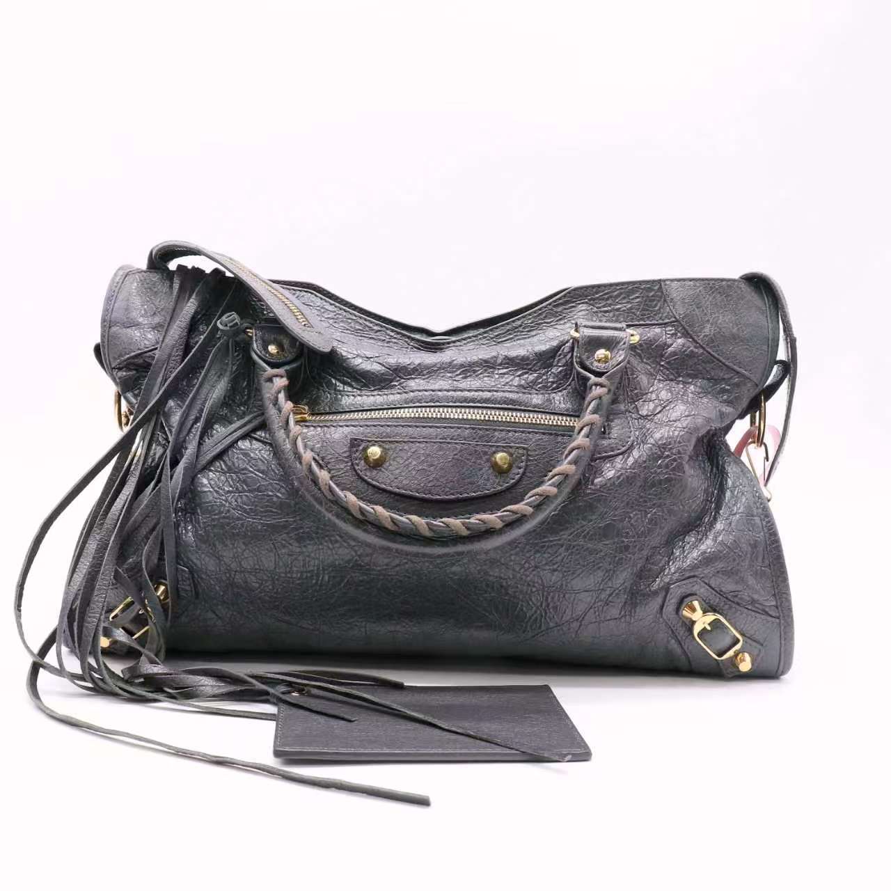 Balenciaga Gris Tarmac Lambskin Leather Motorcycle City Bag Twins LDJ5156