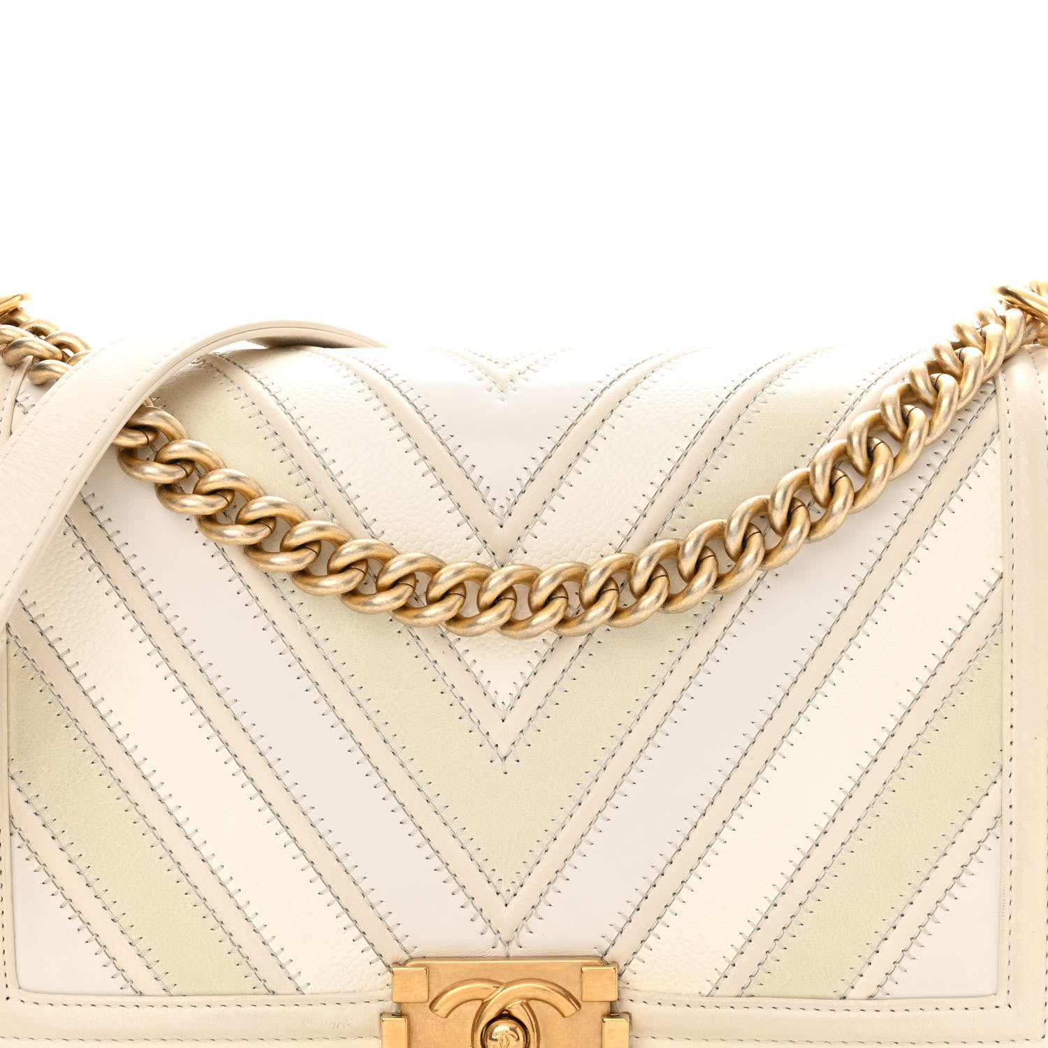 Caviar Suede Calfskin Chevron New Medium Boy Flap White twins