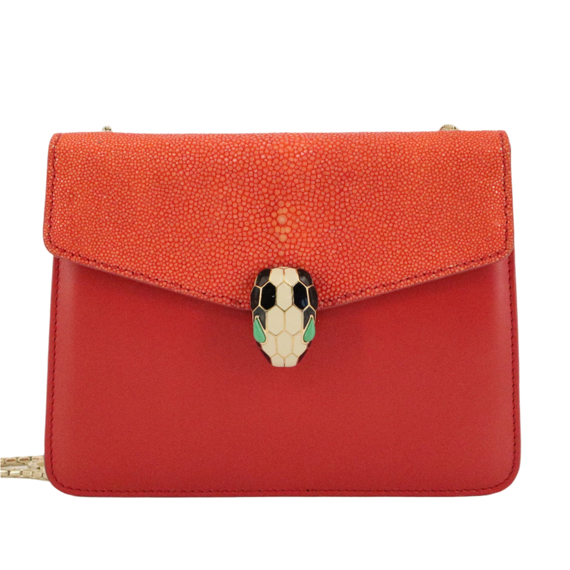 Serpenti Forever Square Shoulder Bag Leather and Stingray Small Twins