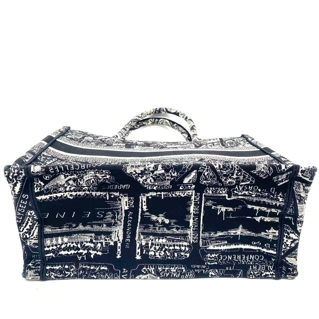 Medium Dior Book Tote Black and White Plan de Paris
