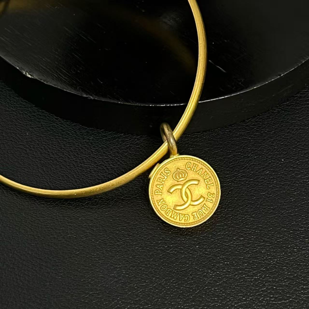 Chanel CC Logo Bangle Bracelet Metal twins LDJ4291