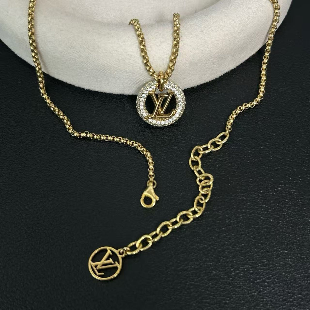 Louis Vuitton Metal Crystal Louise By Night Necklace twins LDJ4297