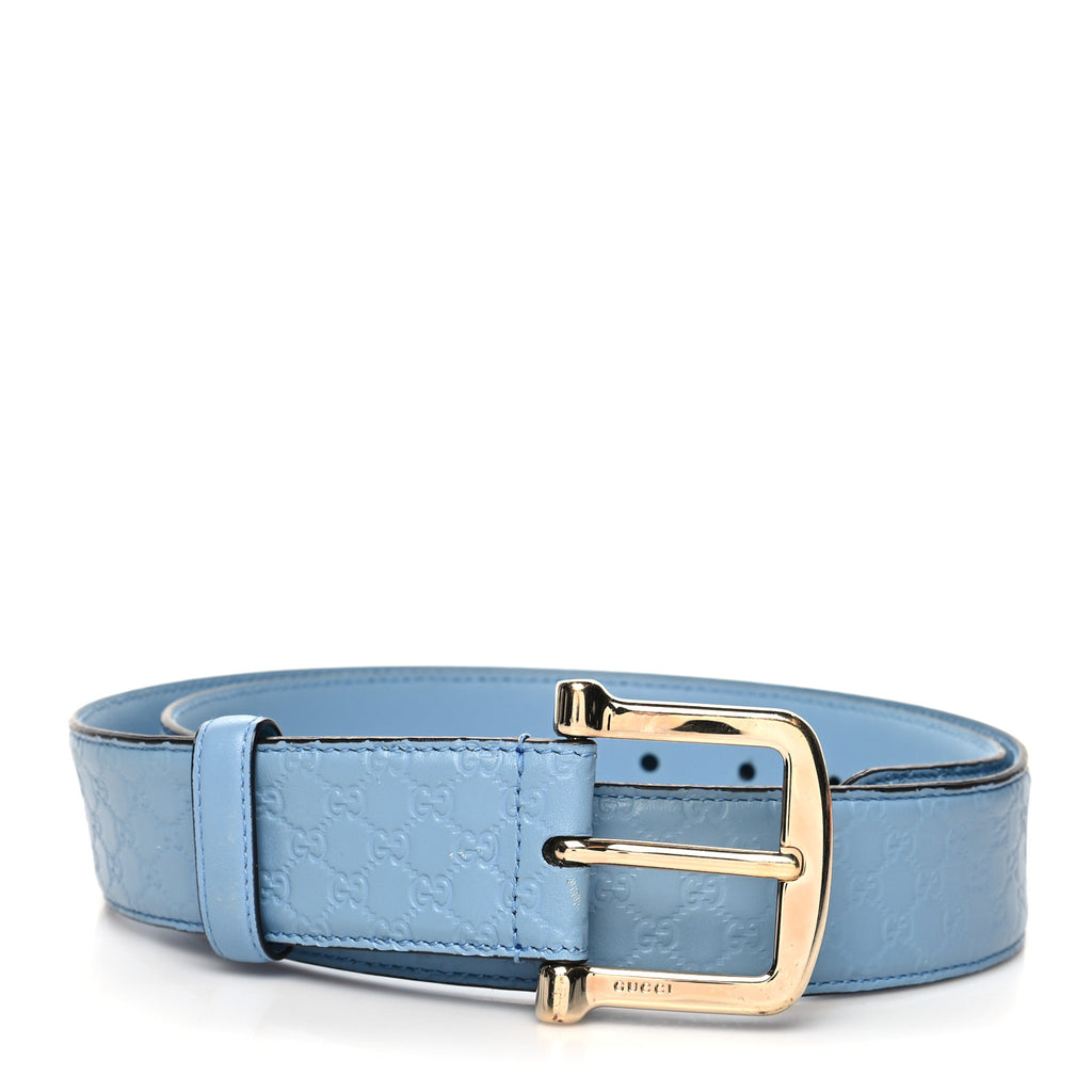 Soft Microguccissima Margaux Calfskin Belt 95 38 Mineral Blue twins
