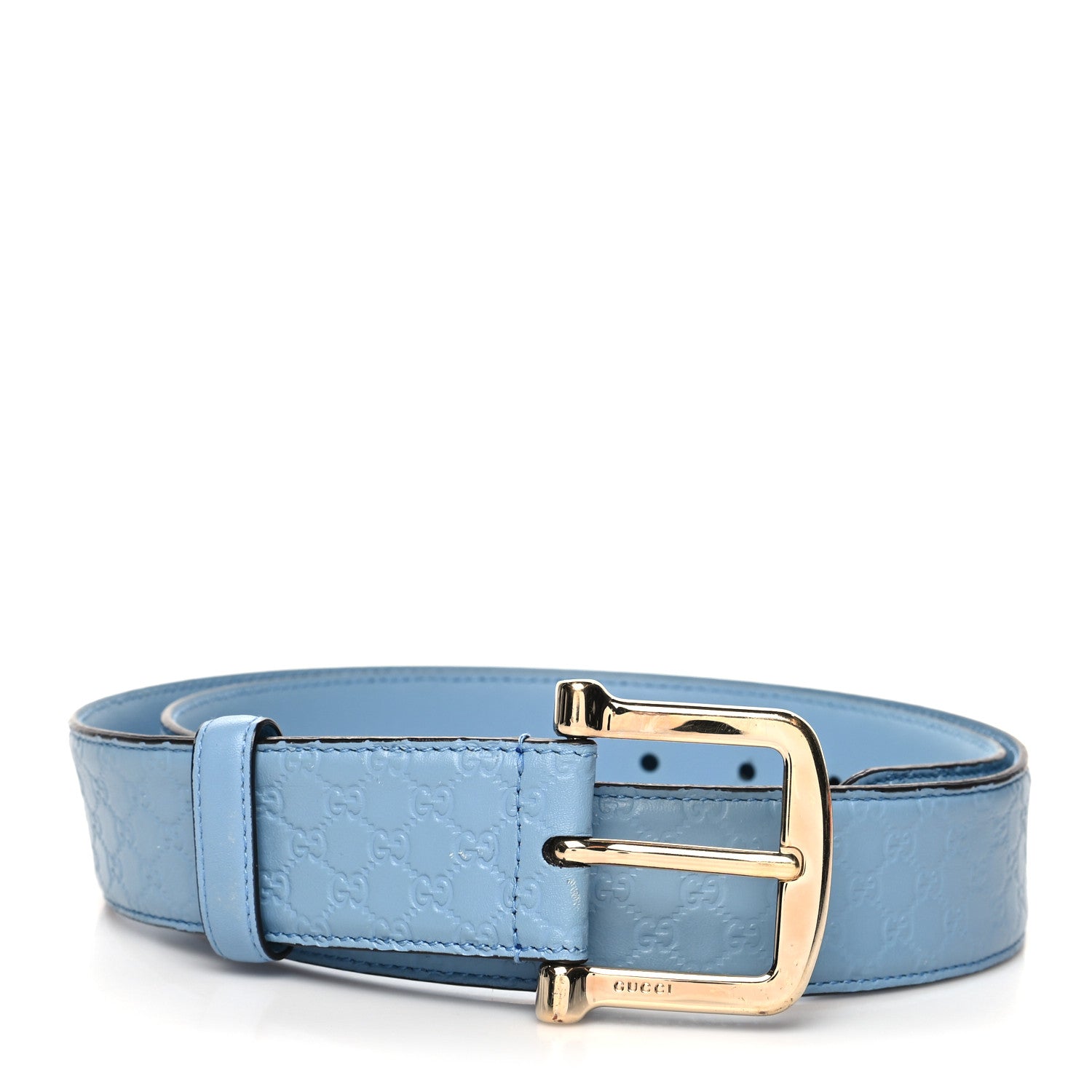 Soft Microguccissima Margaux Calfskin Belt 95 38 Mineral Blue twins