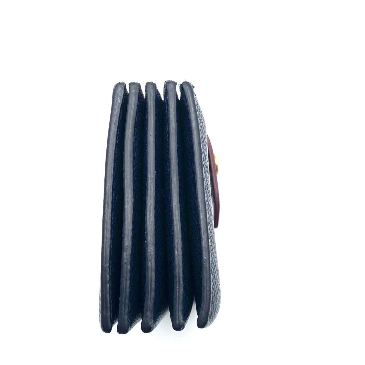 Blue/Burgundy Leather Accordion Card Holder