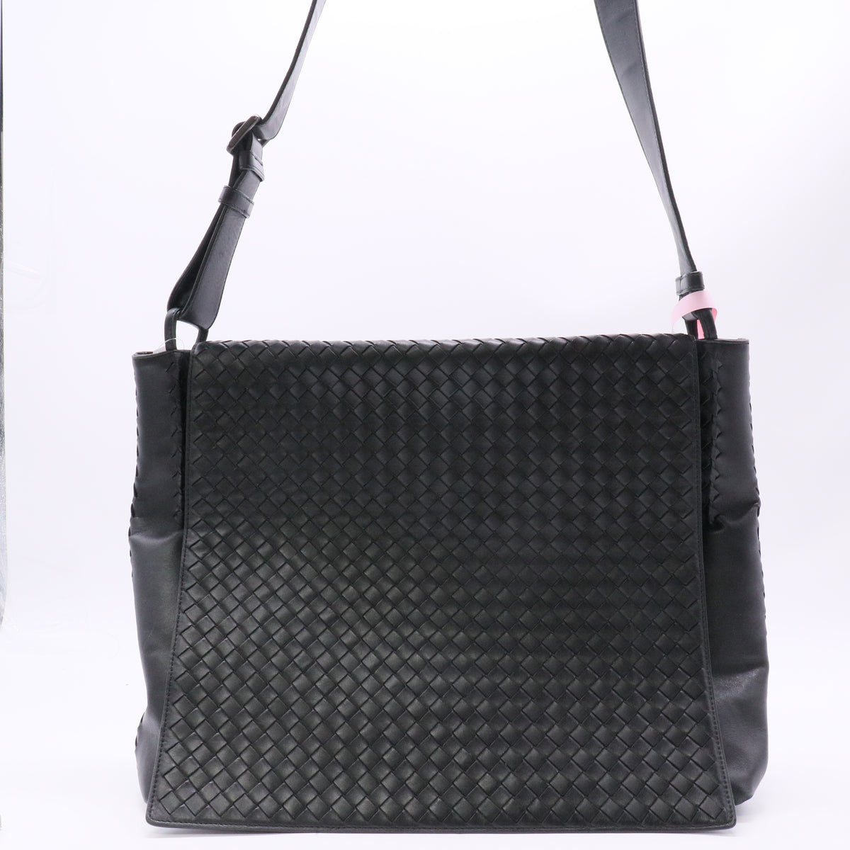 Square Flap Messenger Bag Leather with Intrecciato Nappa Large Twins LDJ6246
