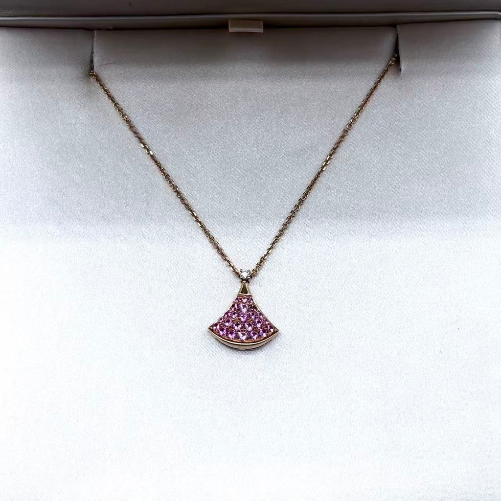 18K Rose Gold Diamond Pink Sapphire Divas' Dream Pendant Necklace