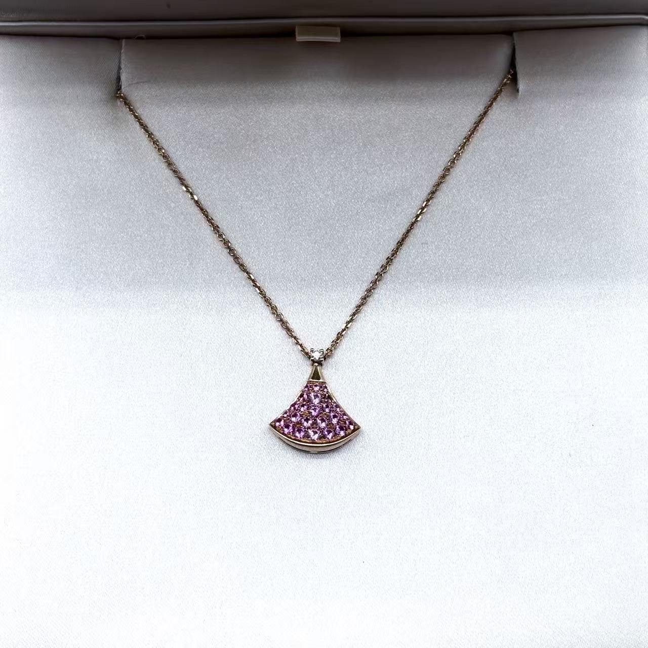 18K Rose Gold Diamond Pink Sapphire Divas' Dream Pendant Necklace