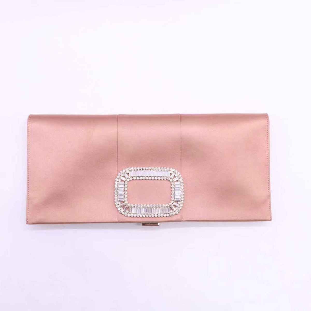 Roger Vivier Buckle Clutch Rose Azalee satin Twins W23698