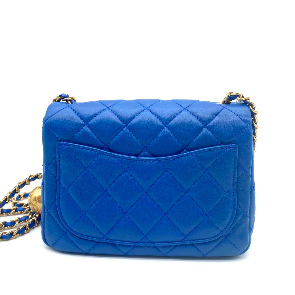 Pearl Crush Square Flap Bag Quilted Lambskin Mini