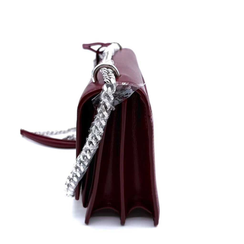 Wine Red Leather Medium Sunset Shoulder Bag