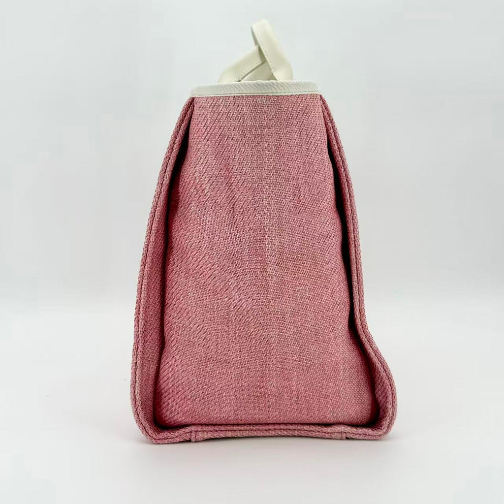 Striped Canvas Deauville Medium Shopping Tote Bag
