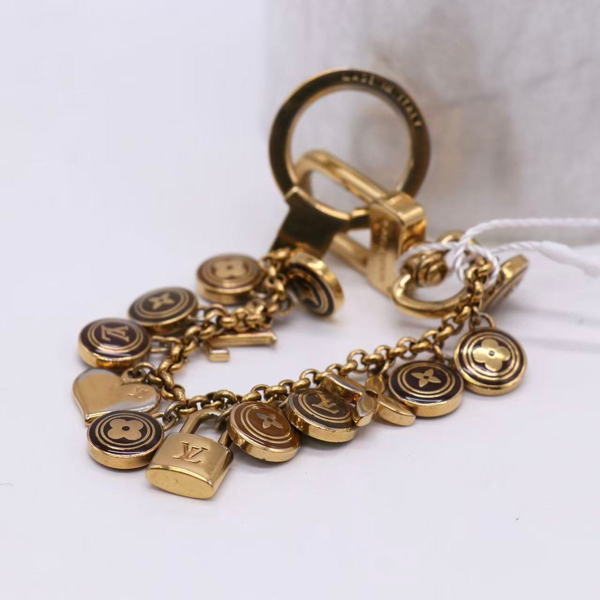 Louis Vuitton Gold/Brown Pastilles Key Holder and Bag Charm twins LDZ1708