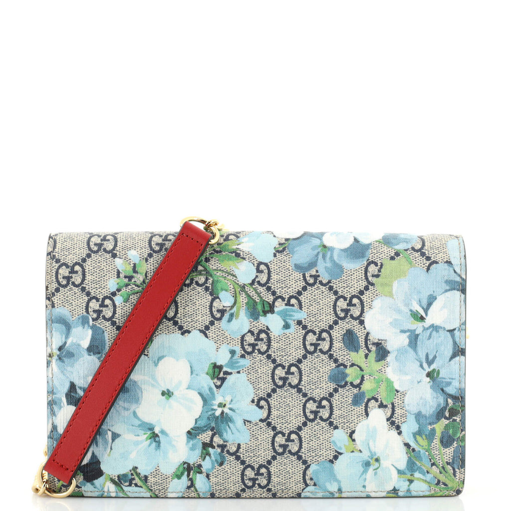 Chain Wallet Blooms Print GG Coated Canvas Twins