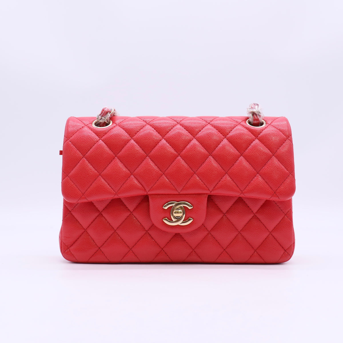 Chanel Small Classic Double Flap Bag Red Caviar Gold Hardware twins LDJ6615