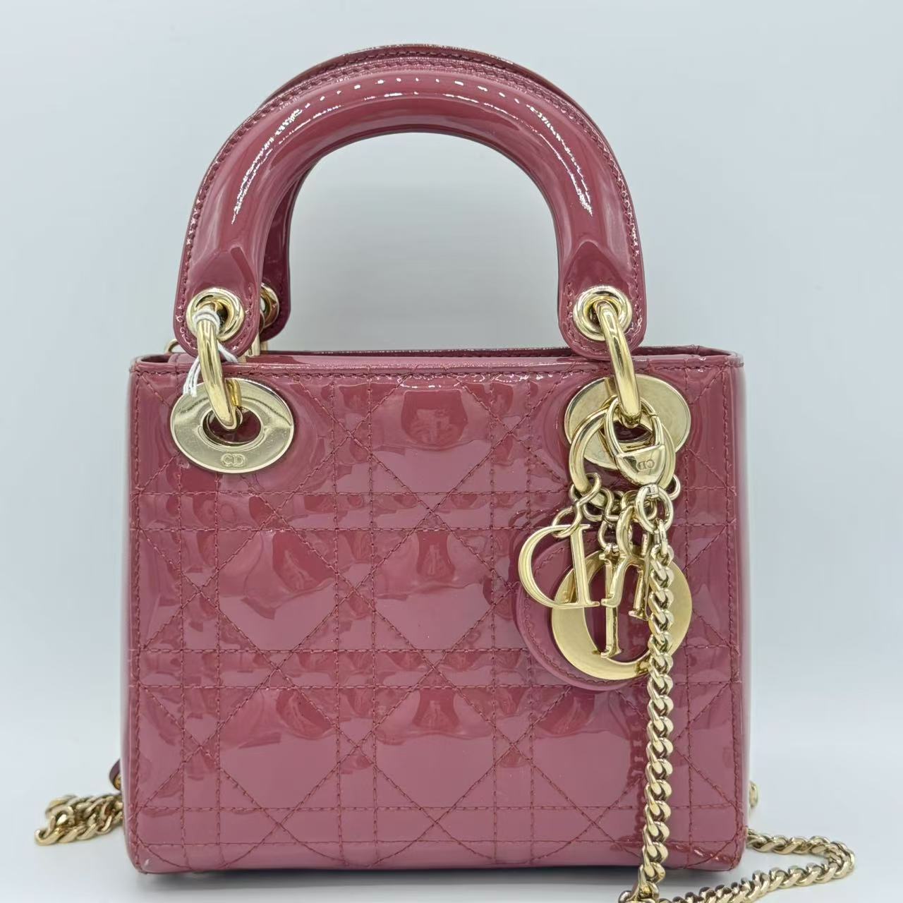 Christian Dior  Patent Cannage Mini Lady Dior Pink