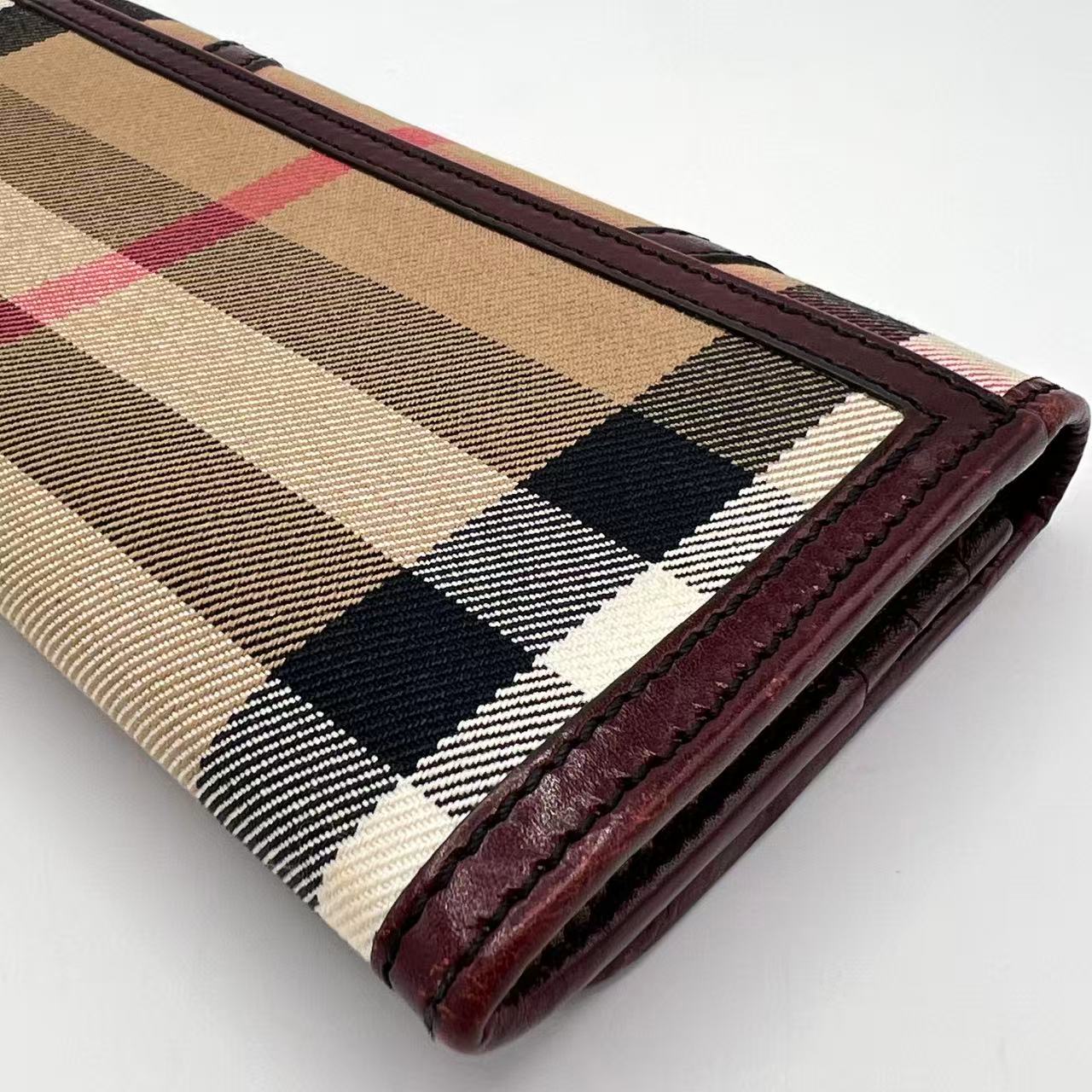 House Check Canvas and Leather Flap Wallet