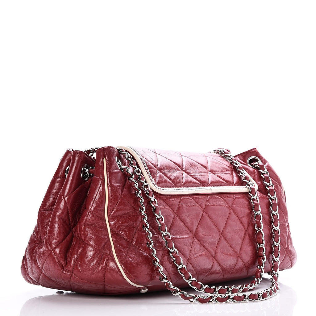 Lambskin Quilted East West Accordion Flap Light Bordeaux twins