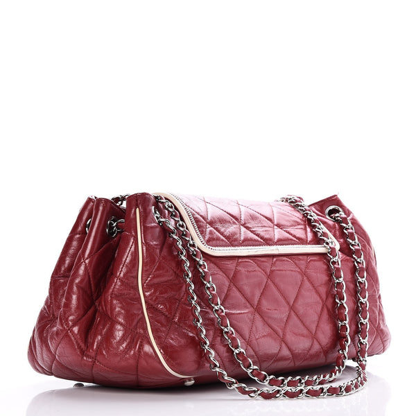 Lambskin Quilted East West Accordion Flap Light Bordeaux twins