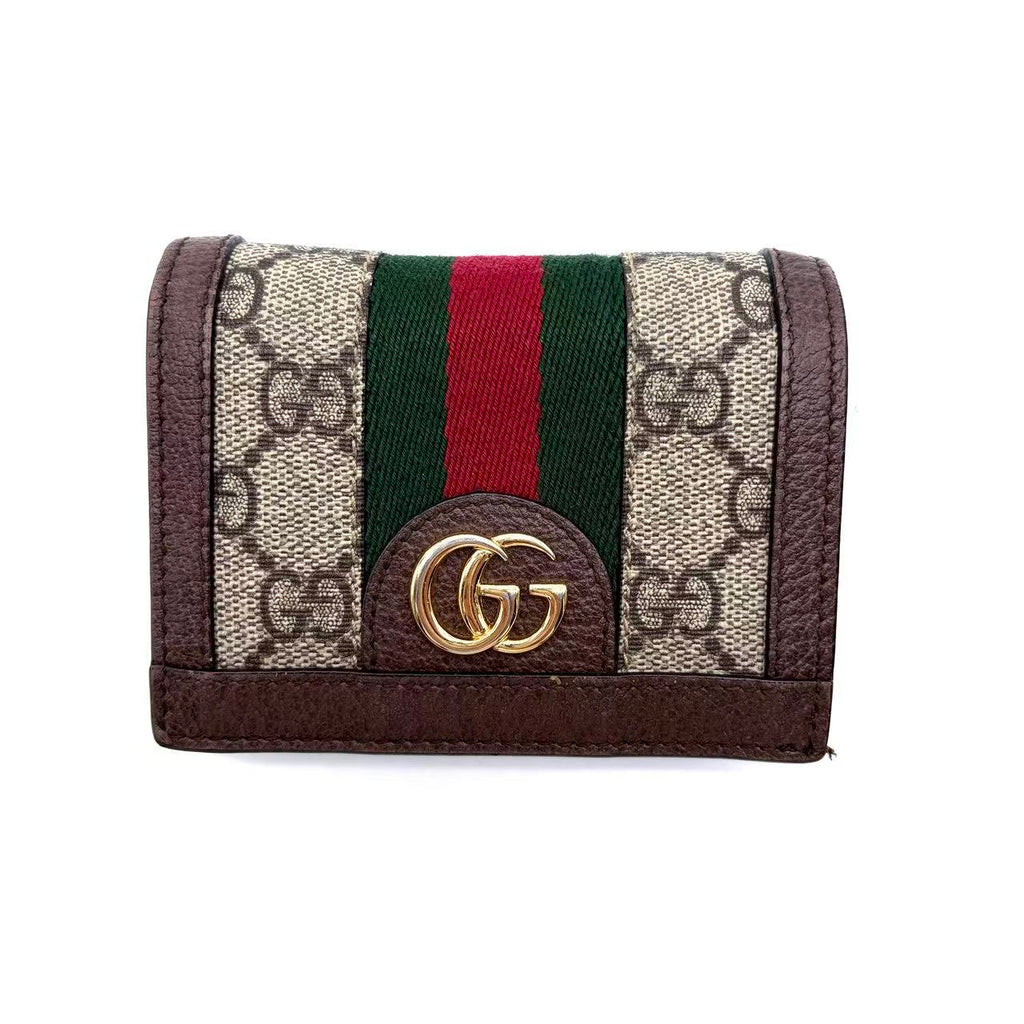 GG Supreme Monogram Web Ophidia Card Case Beige New Acero