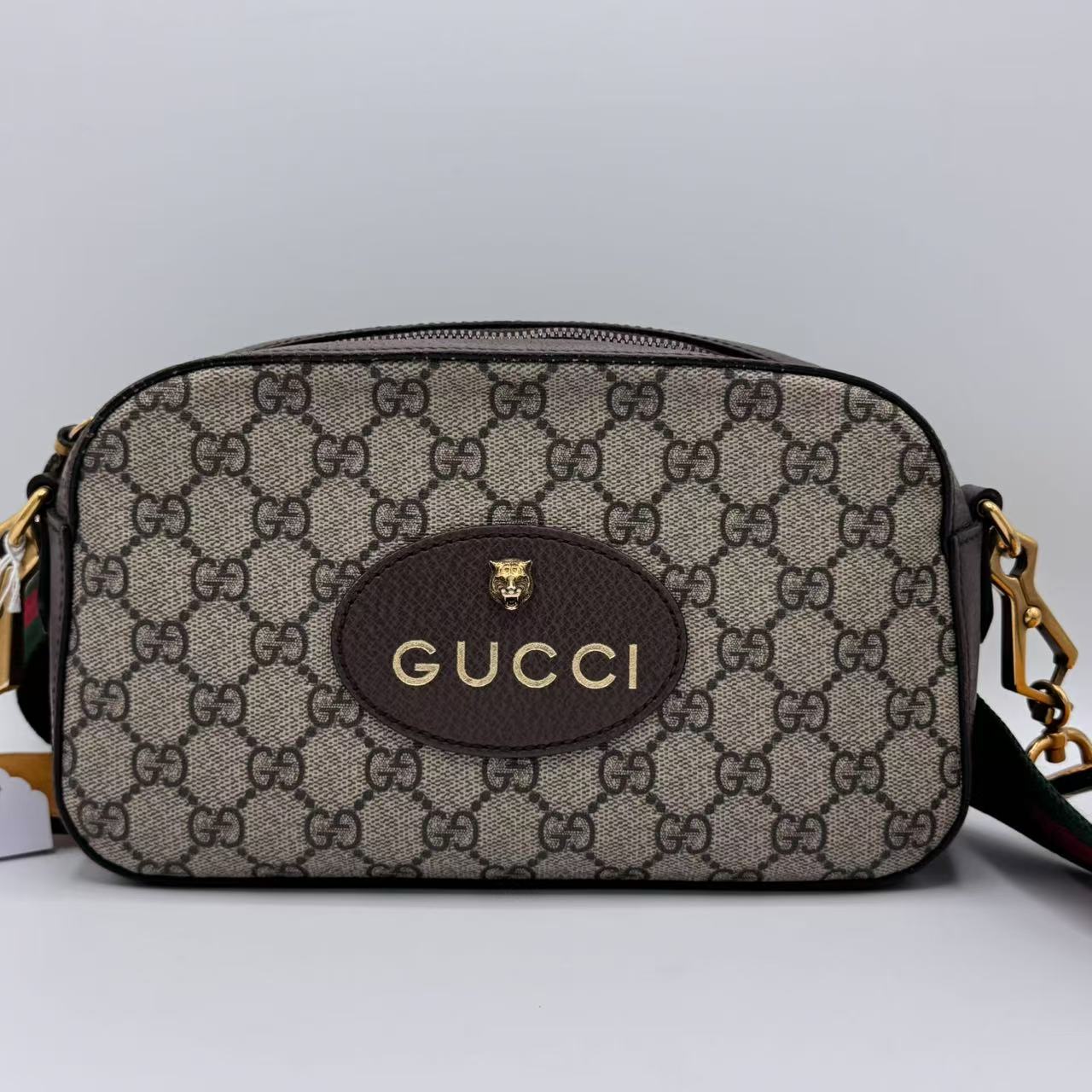 Gucci  GG Supreme Monogram Web Neo Vintage Shoulder Bag Beige New Acero Crop