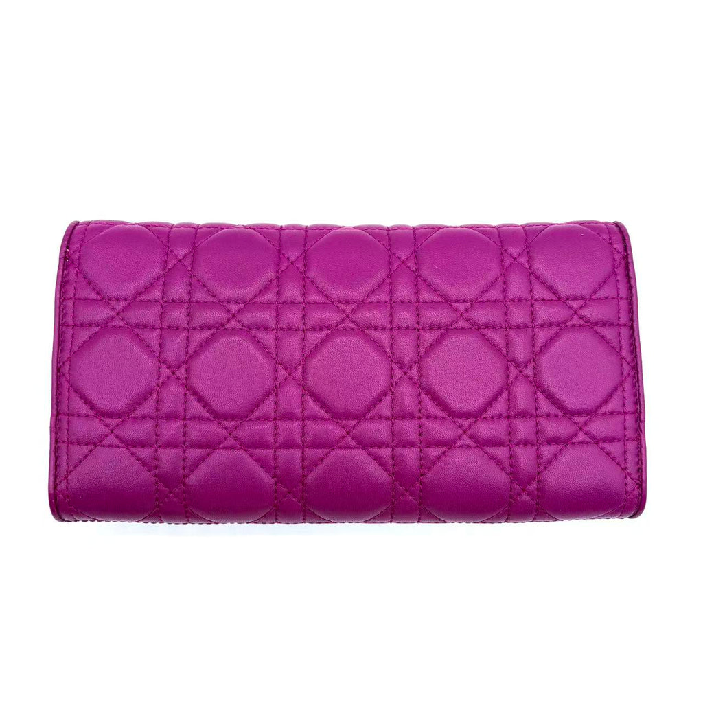 Lady Dior leather wallet on chain pink