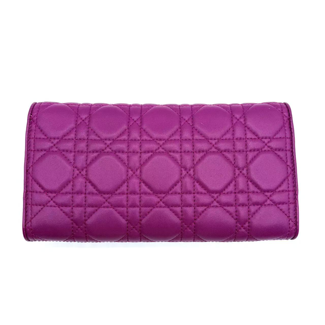 Lady Dior leather wallet on chain pink