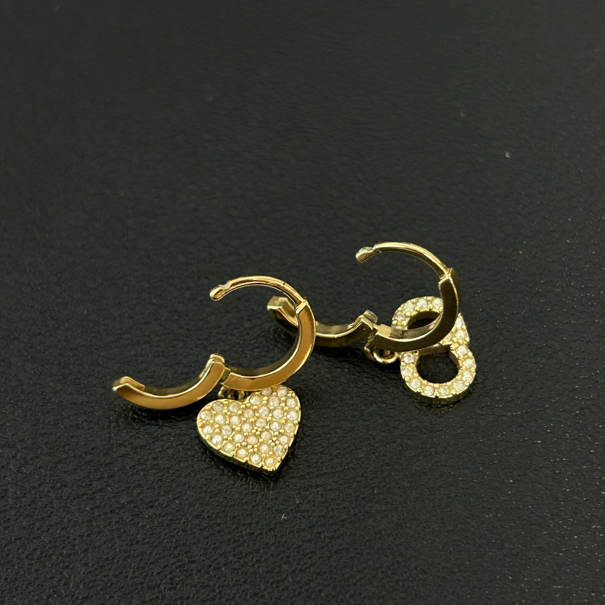 Christian Dior Crystal Heart Clair D Lune Hoop Drop Earrings Twins LDZ287