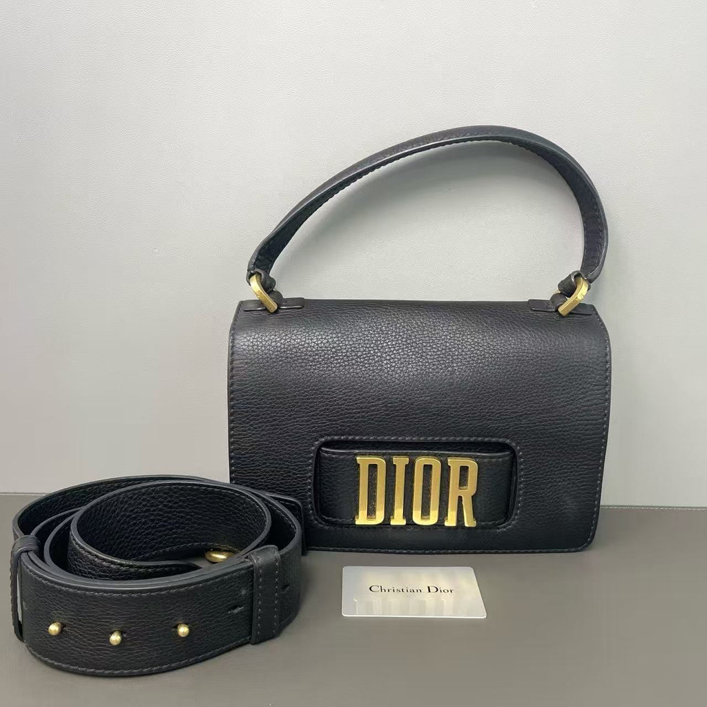 Dio(r)evolution Top Handle Flap Bag Leather Medium Twins LDJ4333