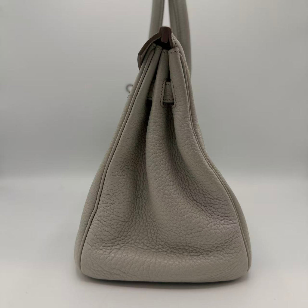 Club Birkin Bag White Clemence and Lizard in Gris Perle with Palladium Hardware 30