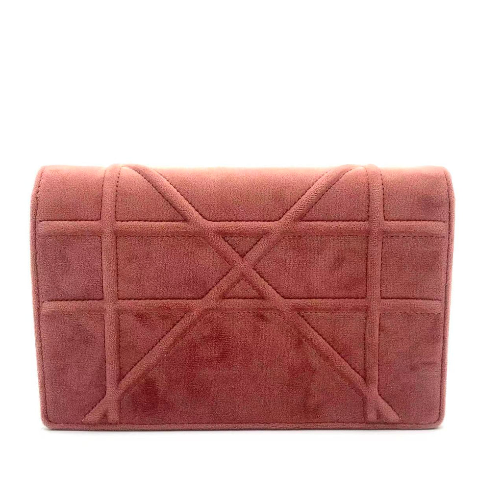Pink velvet Leather Diorama leather crossbody bag